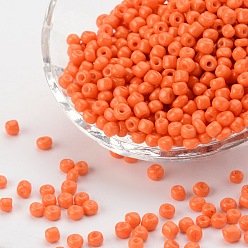 Orange Red (Repacking Service Available) Baking Paint Glass Seed Beads, Orange Red, 8/0, 3mm, Hole: 1mm, 12g/bag