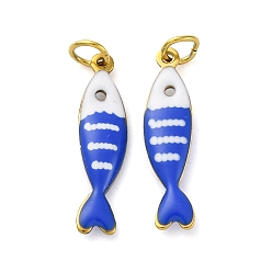 Fish 304 нержавеющей стальной эмали подвески, с целью перехода в кольце, ионное покрытие (ip), реальный 18 k позолоченный, рыба, 18.5x4.5x2.5 мм, отверстие : 2.5 мм