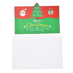 Christmas Tree Christmas Theme Greeting Cards, with White Blank Envelopes, Xmas Gifts Cards, Lime Green, Christmas Tree Pattern, 100x140x0.3mm