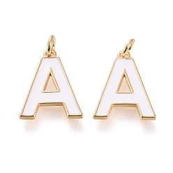 Letter A Латунь эмаль подвески, с целью перехода в кольце, долговечный, реальный 18 k позолоченный, letter.a, белые, letter.a, : 18x14x1.8 мм, прыжковые кольца: внутренний диаметр: 3 мм