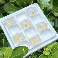 Золотистый Непрозрачные акриловые бусины, бусины ручной работы, круглая с цветком, золотые, 18 мм, отверстие : 3 мм