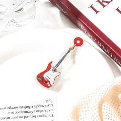 Красный Акриловые заколки для волос в виде гитары из кожи аллигатора, аксессуары для волос для женщин и девочек, красные, 60x20x10 мм