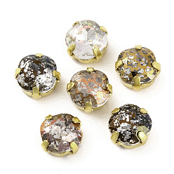 Золотой Шить на горный хрусталь, многожильные звенья из стекла, хрусталя и стразов, с настройками латуни, аксессуары для одежды, граненые, квадратный, золотые, 9x9x5.5 мм, отверстие : 0.8 мм