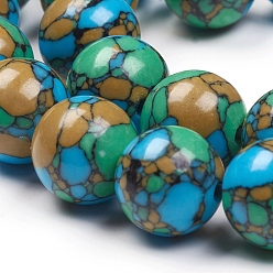 Colorful Synthetic Turquoise Beads Strands, Dyed, Round, Colorful, 8mm, Hole: 0.8mm, about 50pcs/strand, 15.7 inch(40cm)