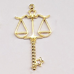 Весы Подвесные подвески из сплава, для diy уф смолы, эпоксидная смола, Прессованные цветочные украшения, без кадмия и без свинца, созвездие, золотые, Весы, 49x29x2.5 мм