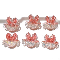 Лосось 5 шт. Кабошоны из смолы, с блеском порошок, краб, salmon, 20x22 мм