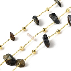 Rutilated Кварц Цепочки из бисера ручной работы из натурального рутилового кварца, пайки, с реечной обшивкой латунными выводами, долговечный, без свинца и без кадмия, с катушкой, реальный 18 k позолоченный, 5~14x2~7x3~7 мм