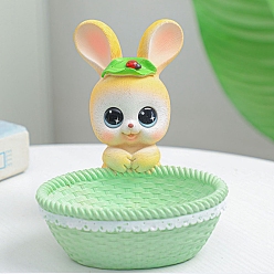 Светло-зеленый Фигурки кроликов из смолы, Хранение ключей для входных ювелирных изделий для украшения домашнего рабочего стола, светло-зеленый, 130x130x150 мм
