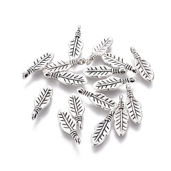 Античное Серебро Сплавочные подвески тибетского стиля, лист, без свинца и без кадмия, античное серебро, 17x6x1.5 мм, отверстие : 1 мм