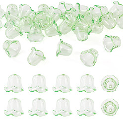 Lime Green 30Pcs Acrylic Bead Caps for Wind Chimes Making, Multi-Petal Flower, Lime Green, 21~24.5x13mm, Hole: 2mm