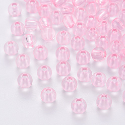 Pink Прозрачные акриловые бусины, круглые, розовые, 6x5 мм, отверстие : 1.8 мм, Около 4400 шт / 500 г