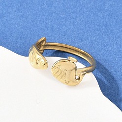 Fish 304 открытые манжеты из нержавеющей стали для женщин, золотые, рыба, 9.5 мм, внутренний диаметр: 18 мм