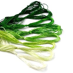 Green Real Silk Embroidery Threads, Friendship Bracelets String, 8 Colors, Gradient color, Green, 1mm, 20m/bundle, 8 bundles/set