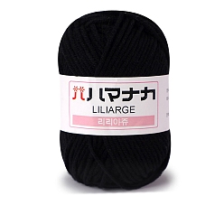 Черный 4-слойная пряжа из полиэфирного и акрилового волокна для тафтинговых ковриков, пряжа амигуруми, пряжа для вязания крючком, для свитера, шапки, носков, детских одеял, чёрные, 2.5 мм, около 76.55 ярдов (70 м) / моток