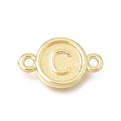 Letter C Латунный диск с соединительными элементами в виде начальных звеньев, долговечный, без кадмия и без свинца и без никеля, реальный 18 k позолоченный, стойки покрытие, буква С, 16x9.5x1.7 мм, отверстие : 1.6 мм