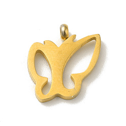 Golden PVD-Vakuumbeschichtung 304 Anhänger aus Edelstahl, Schmetterlings-Charme, golden, 13x12.5x3 mm, Bohrung: 2 mm