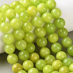 Green Yellow Natural Green Calcite Beads Strands, Dyed, Smooth Round, 12mm, Hole: 1.2mm, about 33pcs/strand, 15.35''(39cm)