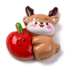 Other Animal Песочно-коричневые кабошоны из смолы на рождественскую тематику, лось, 26.5x24x8.5 мм