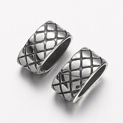Antique Silver 304 Stainless Steel Slide Charms, Oval, Antique Silver, 12.5x7x6.5mm, Hole: 6.5x9mm