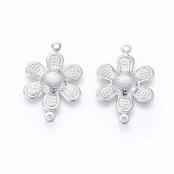 Stainless Steel Color Non-Tarnish 201 Stainless Steel Links, Flower, Stainless Steel Color, 17x11x1mm, Hole: 0.8mm