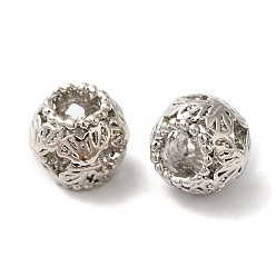 Платина Стойки покрытие сплава европейские шарики, без кадмия, без никеля и без свинца, бусины с большим отверстием, Rondelle с бабочкой, платина, 11x9 мм, отверстие : 5 мм