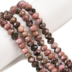 Родонит Природные родонит бисер нитей, рондель, граненые, 8~8.5x5~6 мм, отверстие : 1 мм, около 68~76 шт / нитка, 14.96~15.35'' (38~39 см)