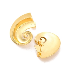 Настоящее золото 18K Женские серьги-гвоздики из латуни с кубическим цирконием, без свинца и без кадмия, форма спиральной оболочки, реальный 18 k позолоченный, 28.5x22 мм