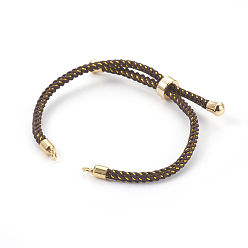 Coconut Brown Adjustable Nylon Cord Slider Bracelet Making, with Brass Findings, Long-Lasting Plated, Real 24K Gold Plated, Coconut Brown, 8-5/8 inch(22cm), 2~3.5mm, Hole: 1.5mm