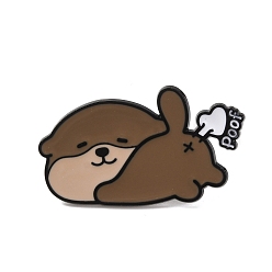 Other Animal Эмалевые значки с изображением бобра и надписью "какашка"., Черный металлический значок для рюкзака или одежды, седло коричневый, 19.5x34 мм