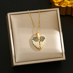 Золотой День святого Валентина люблю тебя сердце крылья 304 ожерелья с подвеской из нержавеющей стали кристалл и гагатовый горный хрусталь для женщин, золотые, 15.75 дюйм (40 см)