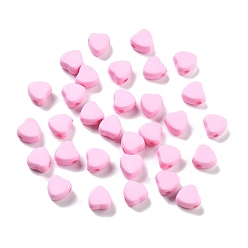 Бледно-Розовый Непрозрачные акриловые бусины, умирающий, сердце, розовый жемчуг, 7x7x4 мм, отверстие : 1.6 мм, Около 3200 шт / 500 г