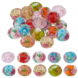 (52) Непрозрачная лаванда 30 шт 10 цвета ручной работы золотой песок бусины лэмпворк, RONDELLE с цветком, граненые, разноцветные, 10x7 мм, отверстие : 2 мм, 3 шт / цвет