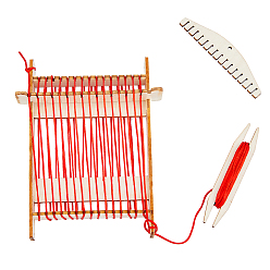 Цвет Древесины Поделки деревянные комплекты ткацкого станка, с веревкой, регулировочные стержни, развивающие игрушки для детей, деревесиные, 19.4x14.3x0.3 см