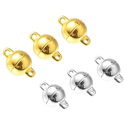 Platino & Oro 20 juegos 2 colores todos los cierres magnéticos, para la fabricación de la joyería, rondo, platino y oro, 13x8 mm, agujero: 1.5 mm, 10 conjuntos / color