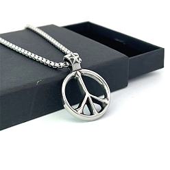 Нержавеющая Сталь Цвет Винтажное европейское ожерелье в виде дракона и знака мира, изготовленное из титана и стали, унисекс.