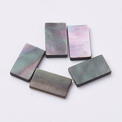 Noir Lèvres noir cabochons shell, rectangle, noir, 7x4x1mm