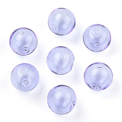 Lilac Transparent Blow High Borosilicate Glass Globe Beads, Round, for DIY Wish Bottle Pendant Glass Beads, Lilac, 18x17mm, Hole: 2mm