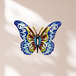 Синий Железные подвесные настенные украшения для украшения входной двери дома, бабочка, синие, 125x165 мм