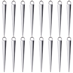 Нержавеющая Сталь Цвет 50 подвески из сплава шт., конус, цвет нержавеющей стали, 35.5x4.5 мм, отверстие : 2 мм