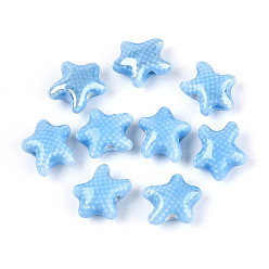 Темно-Голубой Фарфоровые бусины ручной работы, морская звезда, яркие глазированный фарфор, глубокое синее небо, 11.5~12x10.5x6 мм, отверстие : 1.8~2 мм
