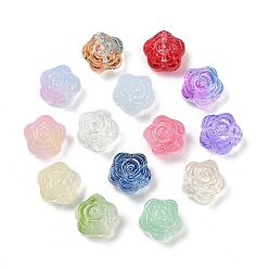 (52) Непрозрачная лаванда Прозрачные стеклянные бусины, цветы розы, спекающийся лак, разноцветные, 11.5x12x8.5 мм, отверстие : 1.2 мм