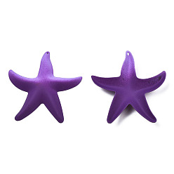 Purple Spray Painted Iron Big Pendants, Starfish, Purple, 50x46.5x6mm, Hole: 1mm