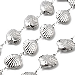 Нержавеющая Сталь Цвет 304 Цепи из нержавеющей стали в форме ракушки, пайки, стойки покрытие, с катушкой, цвет нержавеющей стали, 23x19x7 мм