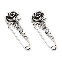 Античное Серебро 1пара булавок для килта из цинкового сплава, цветок розы, античное серебро, 18x55.5x12 мм