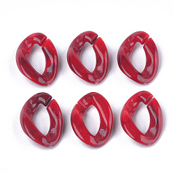 Красный Акриловые связей кольца, разъемы для быстрой связи, для изготовления бордюрных цепей, Стиль имитация драгоценных камней, твист, красные, 29x21x6.5 мм, Отверстие : 17x8 мм , около 315 шт / 500 г
