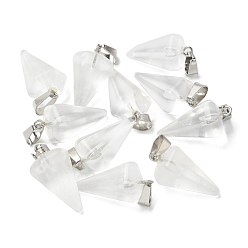 Стеклянный Камень Арбуза Стеклянные подвески из белого арбуза, с 201 вывод из нержавеющей стали, конус, 25x15 мм, отверстие : 4x7 мм