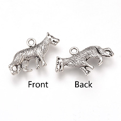 Античное Серебро Сплавочные подвески тибетского стиля, волк, без кадмия и без свинца, античное серебро, 14x24x4 мм, Отверстие : 2 мм , около 510 шт / 1000 г