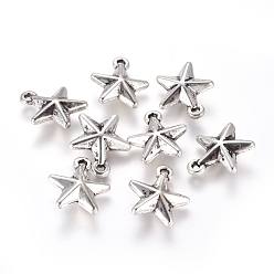 Antique Silver CCB Plastic Pendant, Star, Antique Silver, 23x20.5x7mm, Hole: 2.5mm