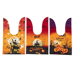 Темно-Оранжевый 100 шт. пластиковые пакеты для конфет на Хэллоуин в форме кролика, подарочные пакеты для конфет с тыквенным принтом, темно-оранжевый, 21.5~22.5x13.6x0.01 см