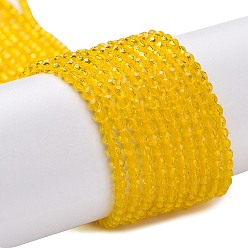 Золотистый Прозрачные стеклянные бусины, граненые круглые, золотые, 2 мм, отверстие : 0.8 мм, около 160~178 шт / нитка, 13.58 ~14.17 дюйм (34.5~36 см)